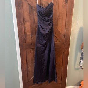 David’s Bridal Strapless Mermaid Satin Dress in Indigo